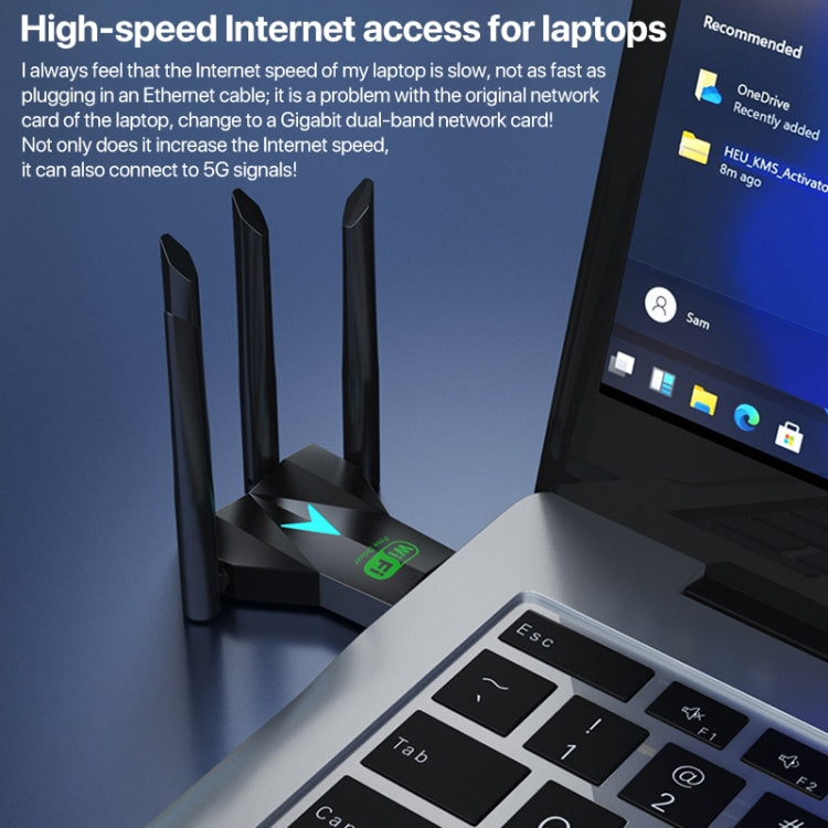 1300Mbps 5G Wireless Network Card Gigabit Dual Band Driver-free USB WiFi Receiver - USB Network Adapter by PMC Jewellery | Online Shopping South Africa | PMC Jewellery | Buy Now Pay Later Mobicred