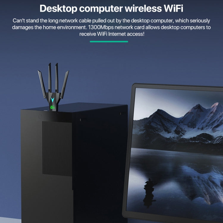 1300Mbps 5G Wireless Network Card Gigabit Dual Band Driver-free USB WiFi Receiver - USB Network Adapter by PMC Jewellery | Online Shopping South Africa | PMC Jewellery | Buy Now Pay Later Mobicred