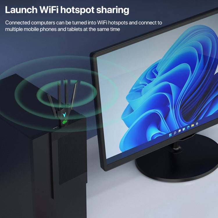 1300Mbps 5G Wireless Network Card Gigabit Dual Band Driver-free USB WiFi Receiver - USB Network Adapter by PMC Jewellery | Online Shopping South Africa | PMC Jewellery | Buy Now Pay Later Mobicred