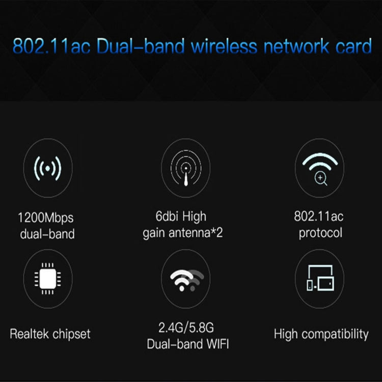 EDUP EP-9607 1200Mbps Dual-Band PCI-E Express Wireless Adapter Network Card with 2 x 6dBi Antennas
