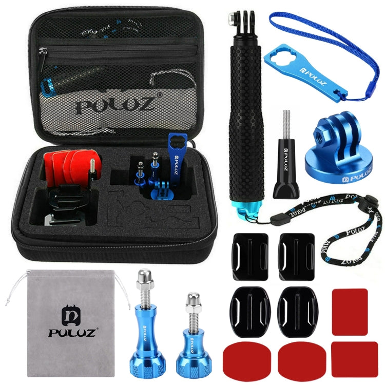 PULUZ 16 in 1 CNC Metal Accessories Combo Kits with EVA Case (Screws + Surface Mounts + Tripod Adapter + Extendable Pole Monopod + Storage Bag + Wrench) for GoPro, Insta360, DJI and Other Action Cameras