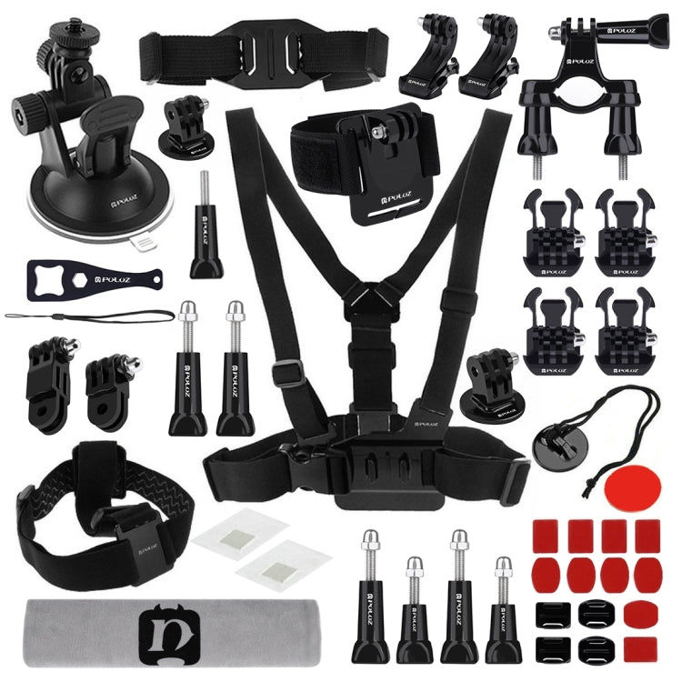 PULUZ 45 in 1 Accessories Ultimate Combo Kits (Chest Strap + Suction Cup Mount + 3-Way Pivot Arms + J-Hook Buckle + Wrist Strap + Helmet Strap + Surface Mounts + Tripod Adapter + Storage Bag + Handleb ... for GoPro, Insta360, DJI and Other Action Cameras - by PULUZ | Online Shopping South Africa | PMC Jewellery | Buy Now Pay Later Mobicred