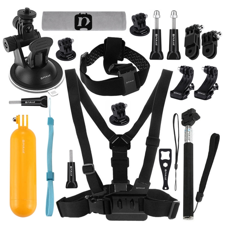 PULUZ 20 in 1 Accessories Combo Kits (Chest Strap + Head Strap + Suction Cup Mount + 3-Way Pivot Arm + J-Hook Buckles + Extendable Monopod + Tripod Adapter + Bobber Hand Grip + Storage Bag + Wrench) for GoPro, Insta360, DJI and Other Action Cameras - by PULUZ | Online Shopping South Africa | PMC Jewellery | Buy Now Pay Later Mobicred
