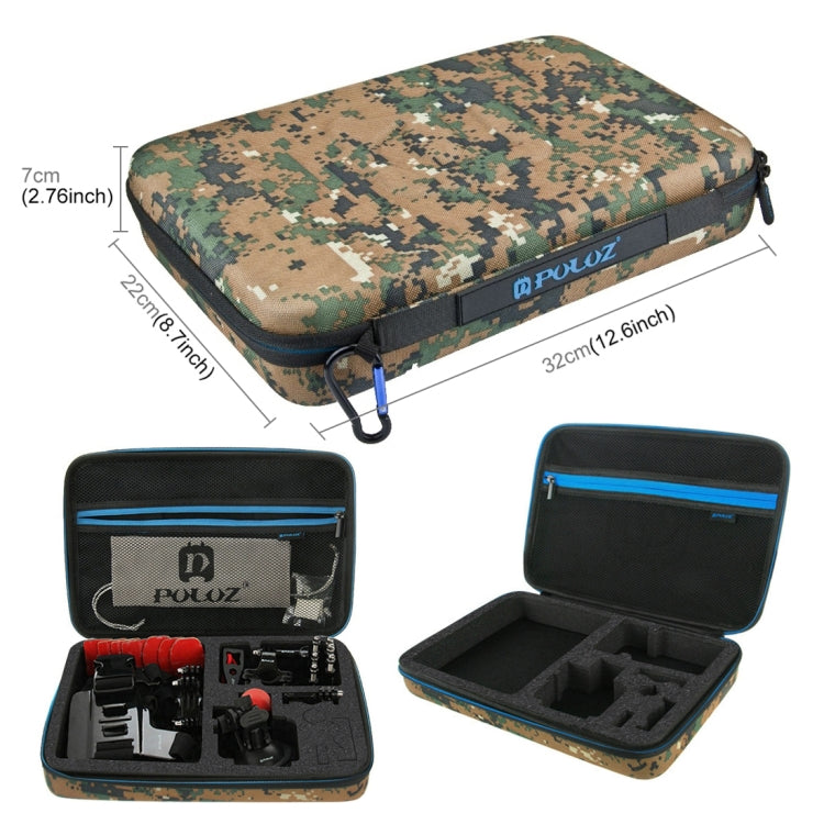 PULUZ 45 in 1 Accessories Ultimate Combo Kits with Camouflage EVA Case (Chest Strap + Suction Cup Mount + 3-Way Pivot Arms + J-Hook Buckle + Wrist Strap + Helmet Strap + Surface Mounts + Tripod Adapte ... for GoPro, Insta360, DJI and Other Action Cameras