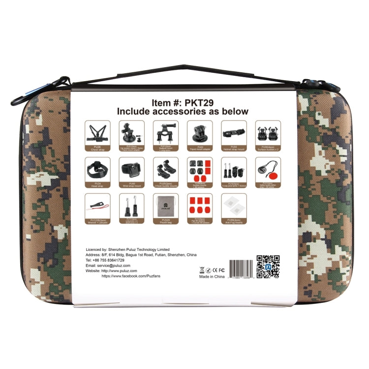 PULUZ 45 in 1 Accessories Ultimate Combo Kits with Camouflage EVA Case (Chest Strap + Suction Cup Mount + 3-Way Pivot Arms + J-Hook Buckle + Wrist Strap + Helmet Strap + Surface Mounts + Tripod Adapte ... for GoPro, Insta360, DJI and Other Action Cameras