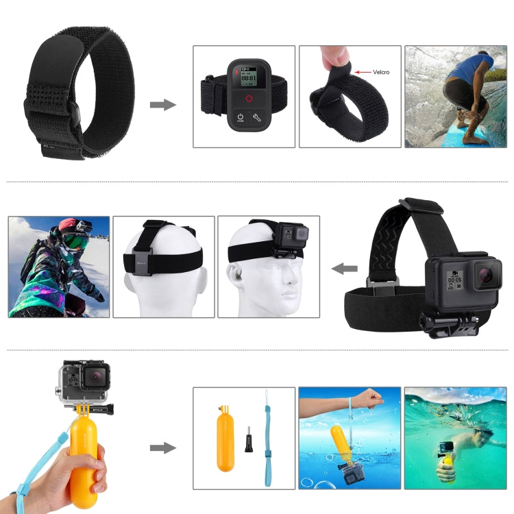PULUZ 50 in 1 Accessories Total Ultimate Combo Kits with EVA Case (Chest Strap + Suction Cup Mount + 3-Way Pivot Arms + J-Hook Buckle + Wrist Strap + Helmet Strap + Extendable Monopod + Surface Mounts ... for GoPro, Insta360, DJI and Other Action Cameras