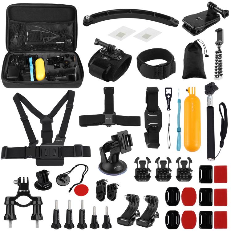 PULUZ 50 in 1 Accessories Total Ultimate Combo Kits with EVA Case (Chest Strap + Suction Cup Mount + 3-Way Pivot Arms + J-Hook Buckle + Wrist Strap + Helmet Strap + Extendable Monopod + Surface Mounts ... for GoPro, Insta360, DJI and Other Action Cameras - by PULUZ | Online Shopping South Africa | PMC Jewellery | Buy Now Pay Later Mobicred