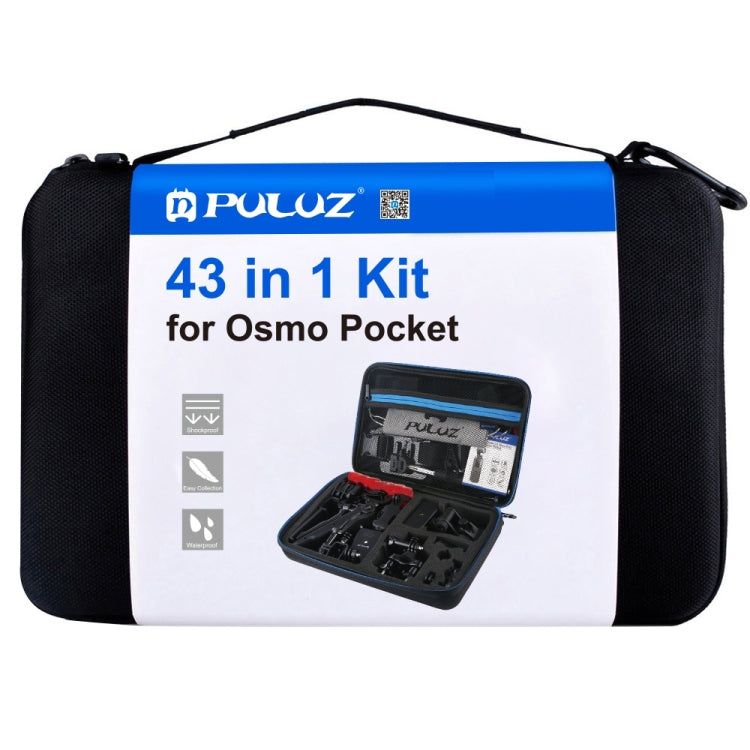 PULUZ 43 in 1 Accessories Total Ultimate Combo Kits for DJI Osmo Pocket with EVA Case (Chest Strap + Wrist Strap + Suction Cup Mount + 3-Way Pivot Arms + J-Hook Buckle + Grip Tripod Mount + Surface Mo ... orage Bag + Rec-mounts + Handlebar Mount + Wrench) - by PULUZ | Online Shopping South Africa | PMC Jewellery | Buy Now Pay Later Mobicred