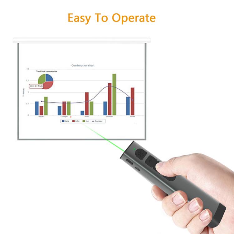 Doosl Dsit038 2.4GHz Wireless Presenter PowerPoint Clicker Representation Remote Control Green Laser Pointer, Control Distance: 100m - free shipping - PMC Jewellery - Order now!