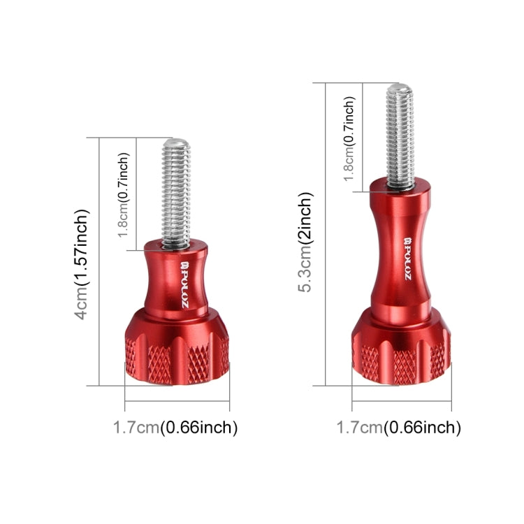 PULUZ CNC Aluminum Thumb Knob Stainless Bolt Nut Screw Set for GoPro Hero12 Black / Hero11 /10 /9 /8 /7 /6 /5, Insta360 Ace / Ace Pro, DJI Osmo Action 4 and Other Action Cameras(Red) - Screws by PULUZ | Online Shopping South Africa | PMC Jewellery | Buy Now Pay Later Mobicred