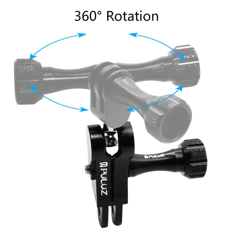 PULUZ CNC Aluminum Ball Joint Mount with 2 Long Screws for GoPro, Insta360, DJI and Other Action Cameras(Black)