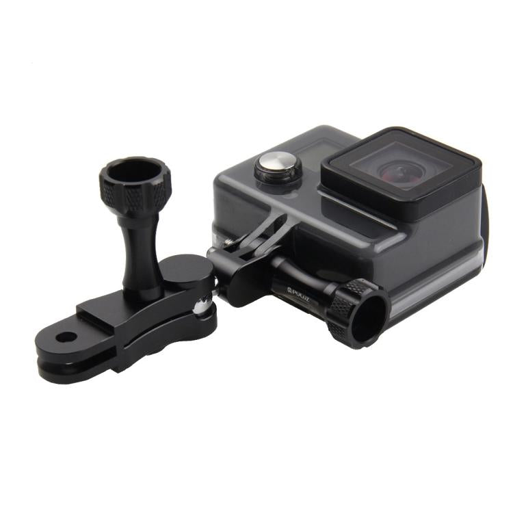 PULUZ CNC Aluminum Ball Joint Mount with 2 Long Screws for GoPro, Insta360, DJI and Other Action Cameras(Black)