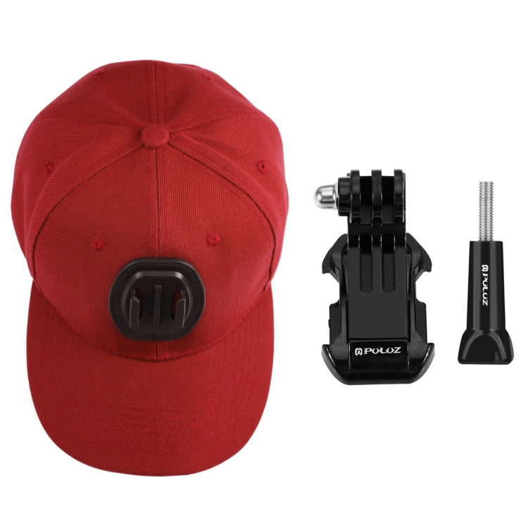 PULUZ Baseball Hat with J-Hook Buckle Mount & Screw for GoPro, DJI OSMO Action and Other Action Cameras(Red) - by PMC Jewellery | Online Shopping South Africa | PMC Jewellery | Buy Now Pay Later Mobicred