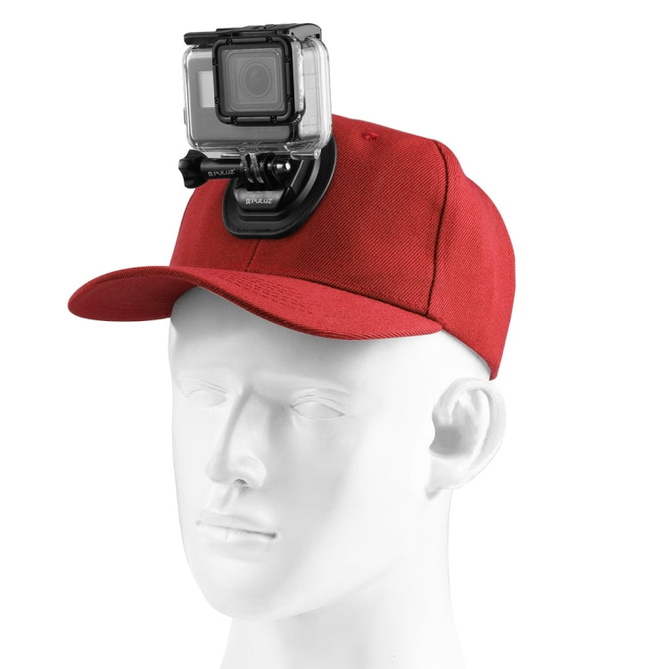 PULUZ Baseball Hat with J-Hook Buckle Mount & Screw for GoPro, DJI OSMO Action and Other Action Cameras(Red) - by PMC Jewellery | Online Shopping South Africa | PMC Jewellery | Buy Now Pay Later Mobicred
