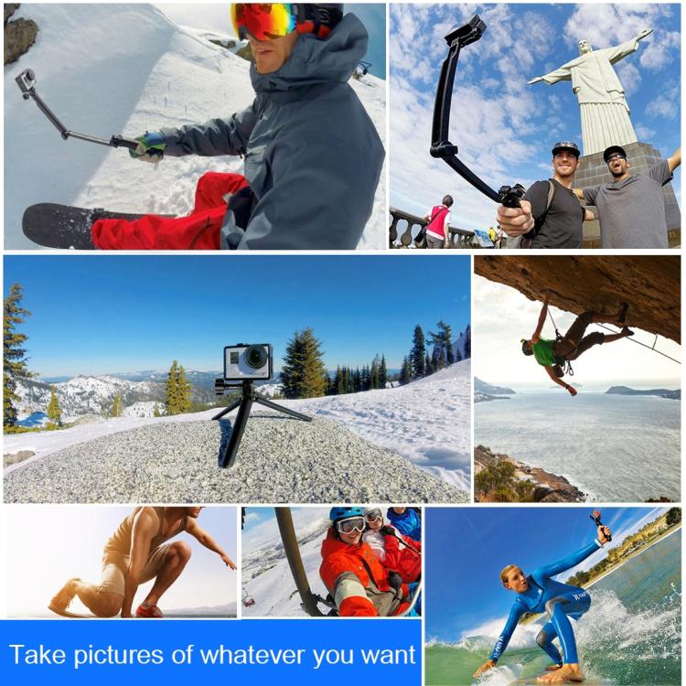 PULUZ 3-Way Grip Foldable Tripod Selfie-stick Extension Monopod for GoPro, Insta360 ONE R, DJI Osmo Action and Other Action Cameras, Length: 20-58cm - free shipping - PMC Jewellery - Order now!