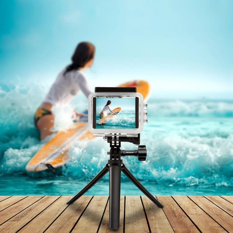 PULUZ 3-Way Grip Foldable Tripod Selfie-stick Extension Monopod for GoPro, Insta360 ONE R, DJI Osmo Action and Other Action Cameras, Length: 20-58cm - free shipping - PMC Jewellery - Order now!