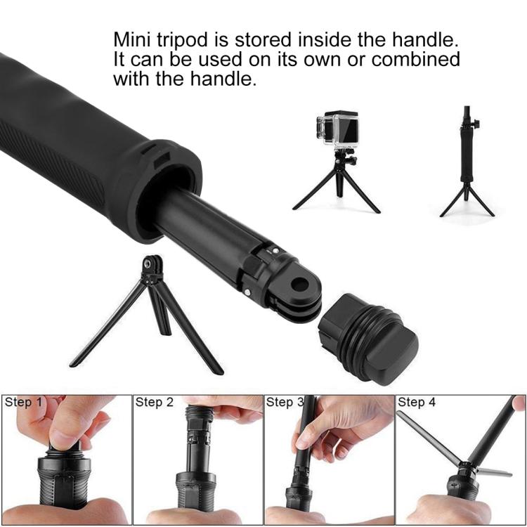 PULUZ 3-Way Grip Foldable Tripod Selfie-stick Extension Monopod for GoPro, Insta360 ONE R, DJI Osmo Action and Other Action Cameras, Length: 20-58cm - free shipping - PMC Jewellery - Order now!