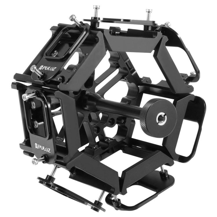 PULUZ 8 in 1 All View Panorama Frame CNC Aluminum Alloy Protective Cage with Screw for GoPro HERO7 /6 /5(Black)
