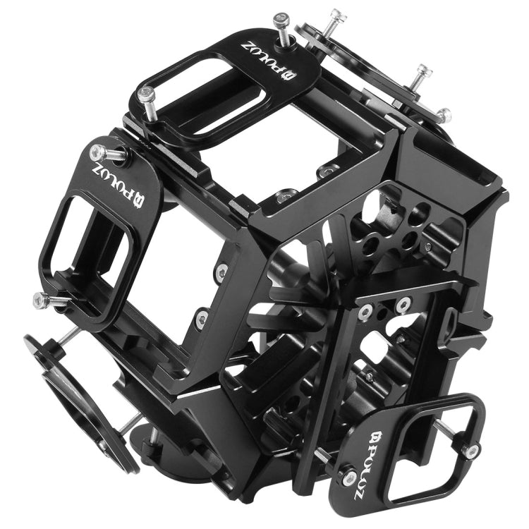 PULUZ 8 in 1 All View Panorama Frame CNC Aluminum Alloy Protective Cage with Screw for GoPro HERO7 /6 /5(Black)