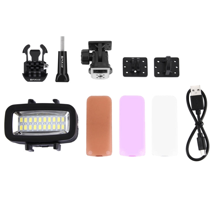 PULUZ 20 LEDs 40m Waterproof IPX8 Studio Light Video & Photo Light with Hot Shoe Base Adapter & Quick Release Buckle & Long Screw & 2 x Filter Plates for GoPro HERO10 Black / HERO9 Black / HERO8 Black ... n /4 /3+ /3 /2 /1, Xiaoyi and Other Action Cameras - free shipping - PMC Jewellery - Order now!