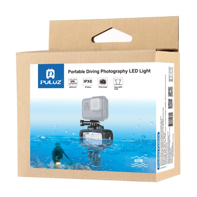 PULUZ 20 LEDs 40m Waterproof IPX8 Studio Light Video & Photo Light with Hot Shoe Base Adapter & Quick Release Buckle & Long Screw & 2 x Filter Plates for GoPro HERO10 Black / HERO9 Black / HERO8 Black ... n /4 /3+ /3 /2 /1, Xiaoyi and Other Action Cameras - free shipping - PMC Jewellery - Order now!