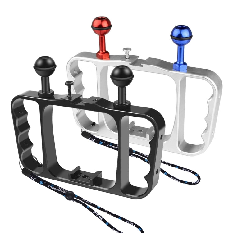 PULUZ Dual Handheld Diving Light Arm CNC Aluminum Mount with Lanyard for GoPro, Insta360, DJI and Other Action Cameras(Silver) - free shipping - PMC Jewellery - Order now!