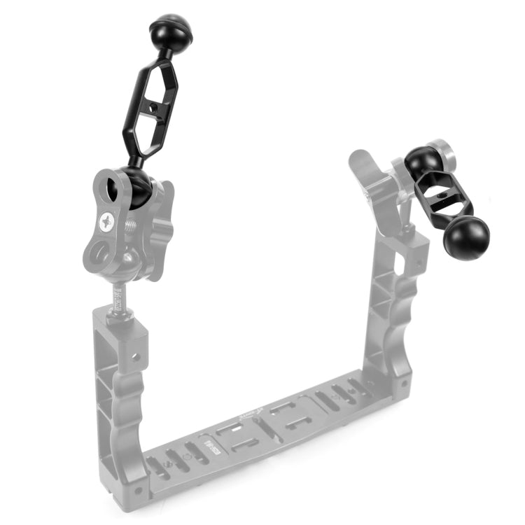 PULUZ 5.0 inch 12.6cm Aluminum Alloy Dual Balls Arm, Ball Diameter: 25mm(Black) - Diving Accessories by PULUZ | Online Shopping South Africa | PMC Jewellery | Buy Now Pay Later Mobicred