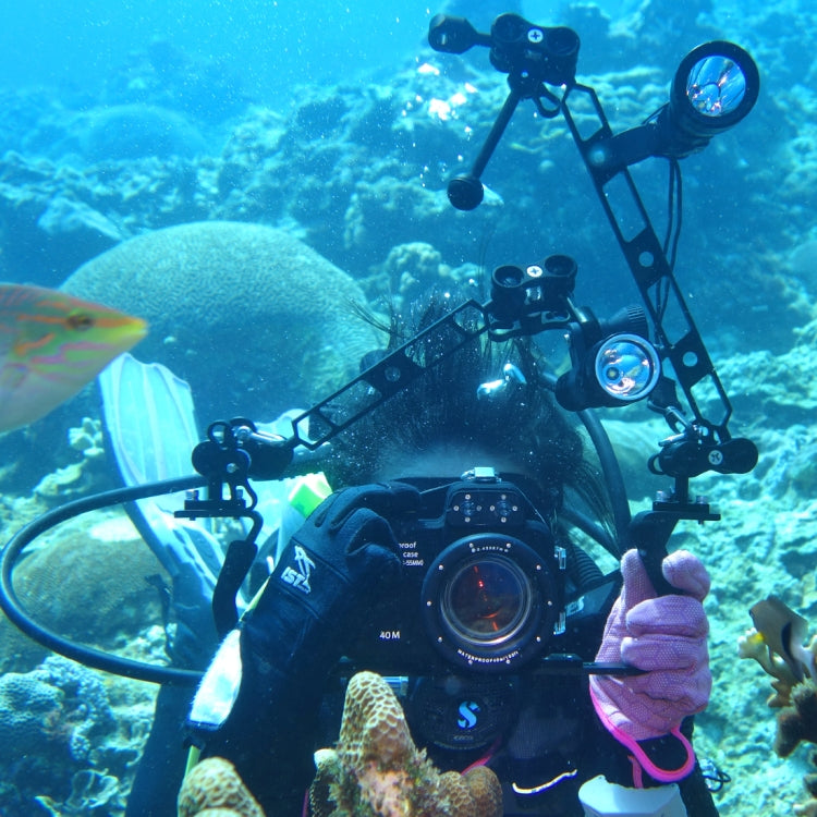 PULUZ Triple Ball Clamp Diving Camera Bracket Aluminum Spring Flashlight Clamp for Diving Underwater Photography System - free shipping - PMC Jewellery - Order now!