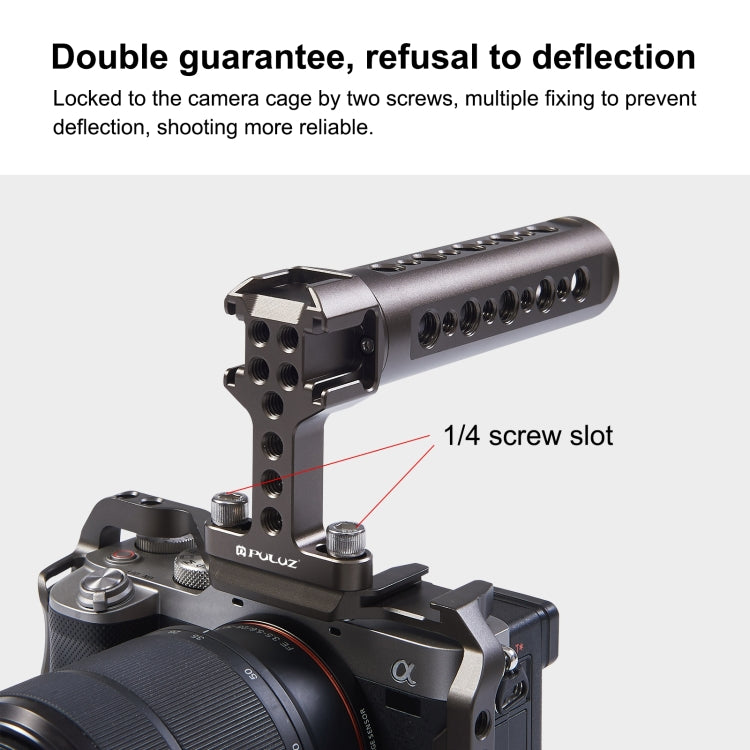 PULUZ Handheld Video Stabilizer Top Handle with 3 Cold Shoes Mount for Camera Cage (Bronze) - free shipping - PMC Jewellery - Order now!