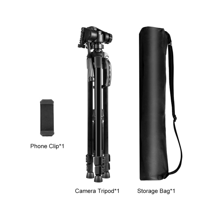 PULUZ Aluminum Selfie Live Tripod Mount with Three-dimensional Head & Phone Clamp(Black) - free shipping - PMC TechLife - Order now!