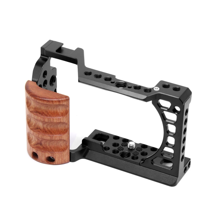 For Sony A6400 / A6300 / A6100 / A6000 PULUZ Wood Handle Metal Camera Cage Stabilizer Rig - free shipping - PMC Jewellery - Order now!