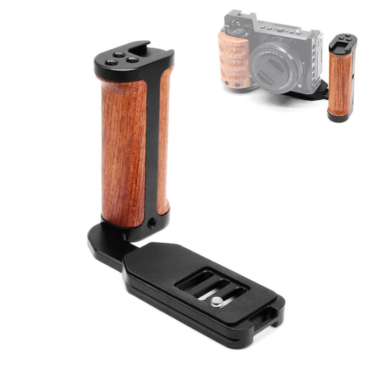 PULUZ Wooden Left Side Handle Vertical Shoot Quick Release L Plate - free shipping - PMC Jewellery - Order now!