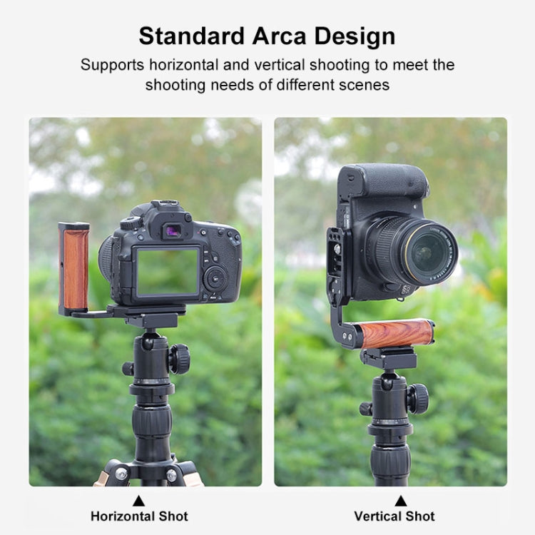 PULUZ Wooden Left Side Handle Vertical Shoot Quick Release L Plate - free shipping - PMC Jewellery - Order now!