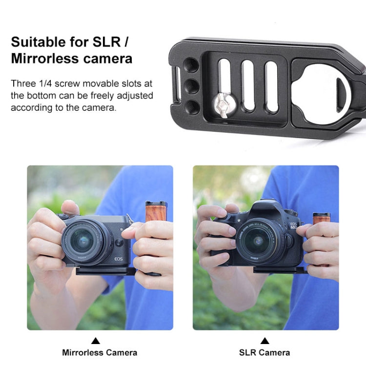 PULUZ Wooden Left Side Handle Vertical Shoot Quick Release L Plate - free shipping - PMC Jewellery - Order now!