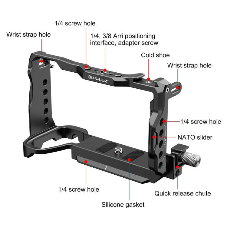For Sony A6700 PULUZ Metal Camera Cage Stabilizer Rig (Black)