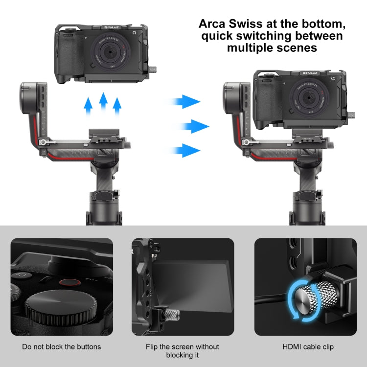 For Sony A6700 PULUZ Metal Camera Cage Stabilizer Rig (Black)