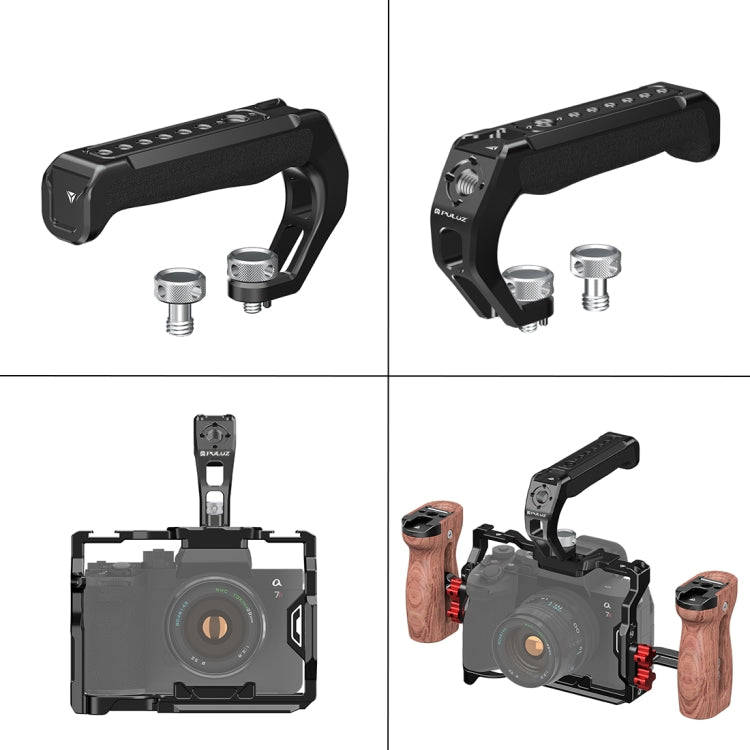 PULUZ Arri Metal Silicone Top Handle with Cold Shoe Mount for Mirrorless Camera Cage Stabilizer (Black) - free shipping - PMC TechLife - Order now!