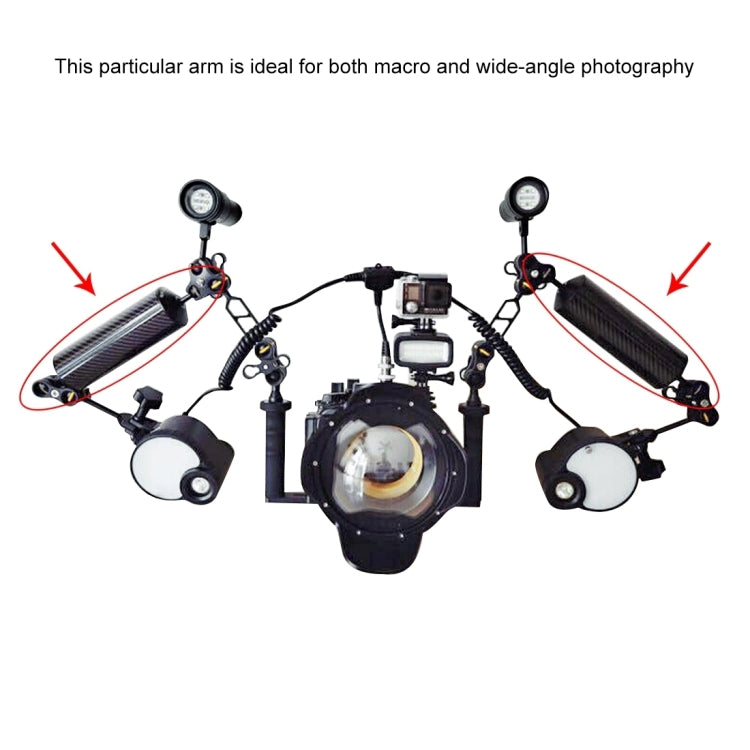 PULUZ 10.82 inch 27.5cm Length 80mm Diameter Dual Balls Carbon Fiber Floating Arm, Ball Diameter: 25mm, Buoyancy: 800g - free shipping - PMC Jewellery - Order now!