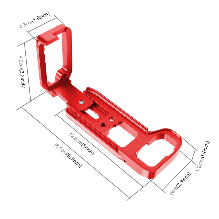 PULUZ 1/4 inch Vertical Shoot Quick Release L Plate Bracket Base Holder for Sony A9 (ILCE-9) / A7 III/ A7R III(Red)