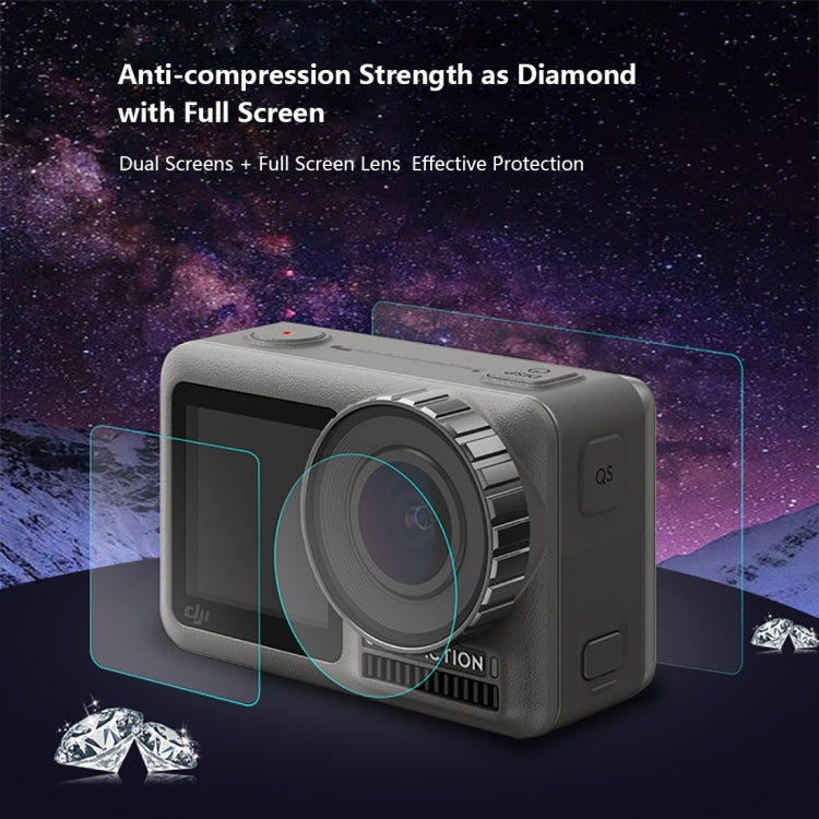 PULUZ Lens + Front and Back LCD Display 9H 2.5D Tempered Glass Film for DJI Osmo Action - free shipping - PMC TechLife - Order now!