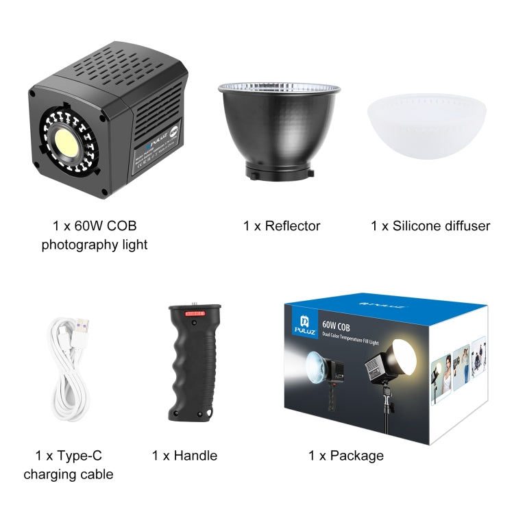 PULUZ 60W Studio Video Light 2500K-6500K Dual Color Temperature Professional Photography Fill Light (Black) - free shipping - PMC Jewellery - Order now!