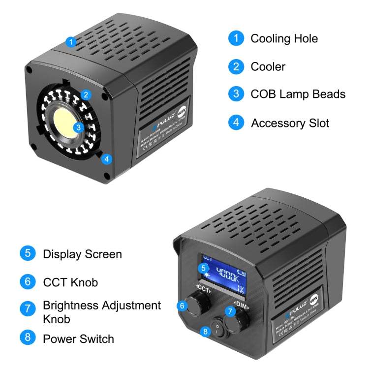 PULUZ 60W Studio Video Light 2500K-6500K Dual Color Temperature Professional Photography Fill Light (Black) - free shipping - PMC Jewellery - Order now!