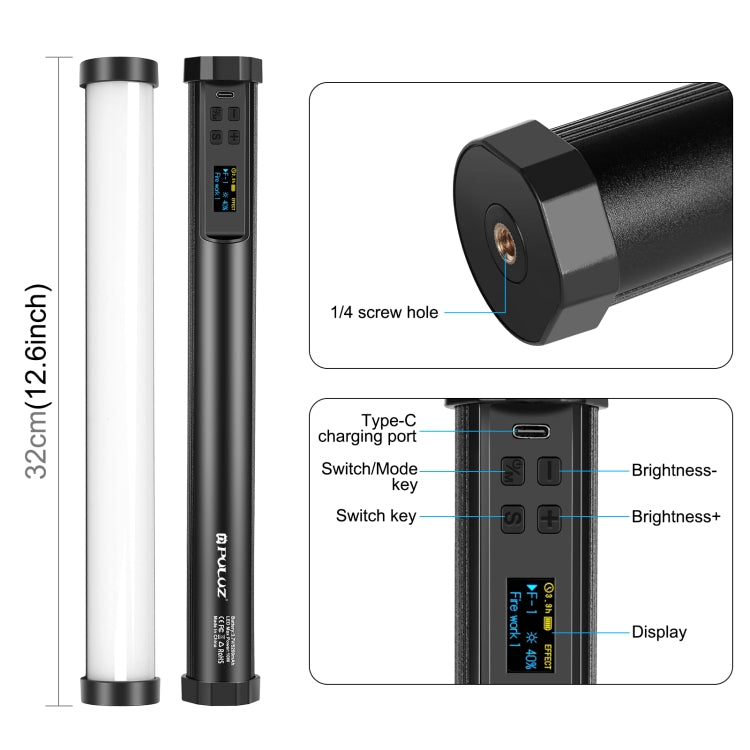 PULUZ 135 LEDs Photo Handheld Stick Light Full Color RGB Fill Light - free shipping - PMC Jewellery - Order now!
