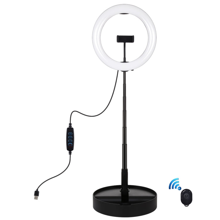 PULUZ 10.2 inch 26cm USB 3 Modes Dimmable Dual Color Temperature LED Curved Ring Vlogging Selfie Photography Video Lights with Bluetooth Remote Shutter & Folding Desktop Holder & Phone Clamp(Black)