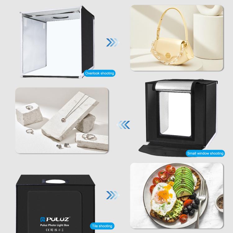 PULUZ 40cm Folding Portable White Light Dimmable Photo Lighting Studio Shooting Tent Box Kit with 6 Colors (Black, Orange, White, Red, Green, Blue) Backdrops(US Plug)