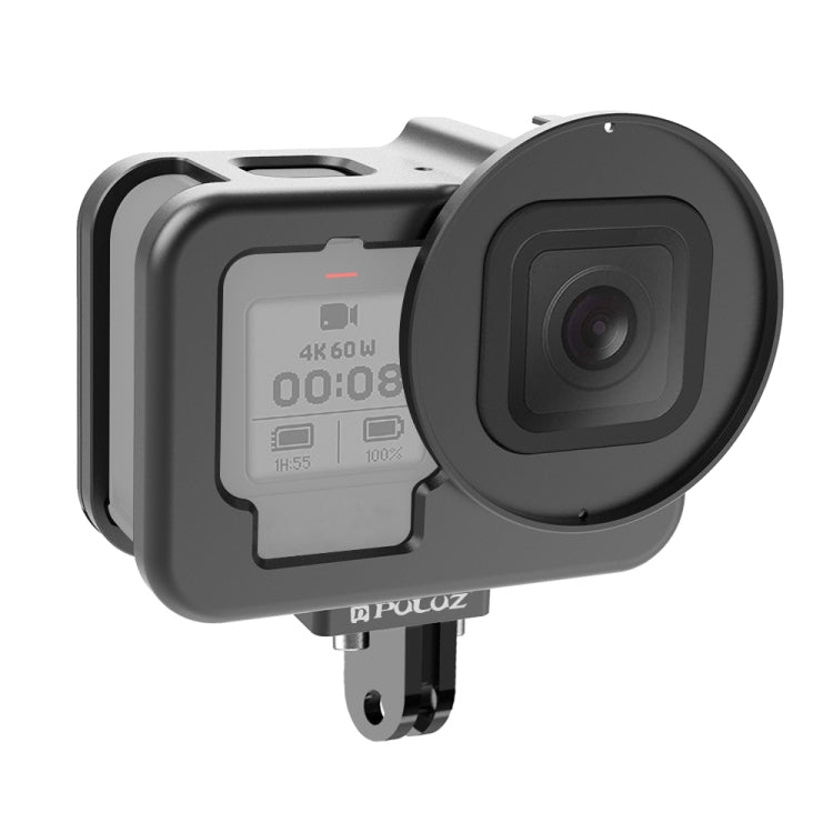 For GoPro HERO13 Black /12 Black /11 Black /10 Black /9 Black PULUZ Thin Housing Shell CNC Aluminum Alloy Protective Cage with Insurance Frame & 52mm UV Lens(Black) - free shipping - PMC Jewellery - Order now!