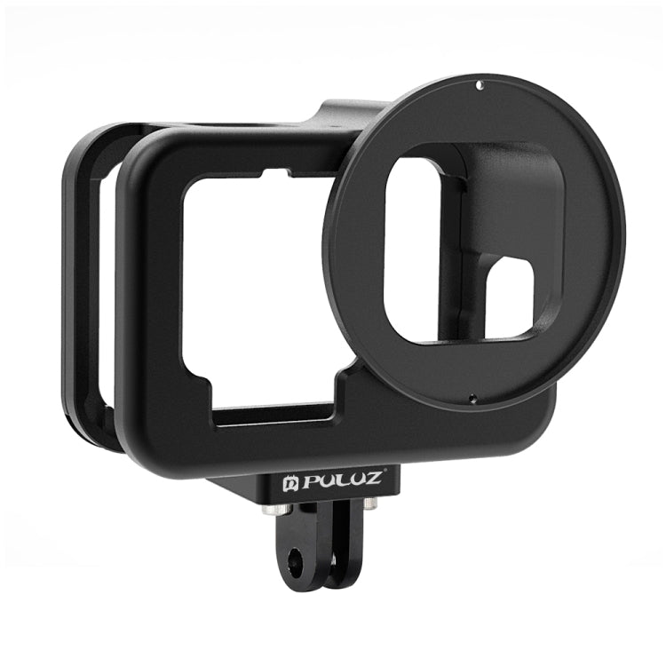 For GoPro HERO13 Black /12 Black /11 Black /10 Black /9 Black PULUZ Thin Housing Shell CNC Aluminum Alloy Protective Cage with Insurance Frame & 52mm UV Lens(Black) - free shipping - PMC Jewellery - Order now!