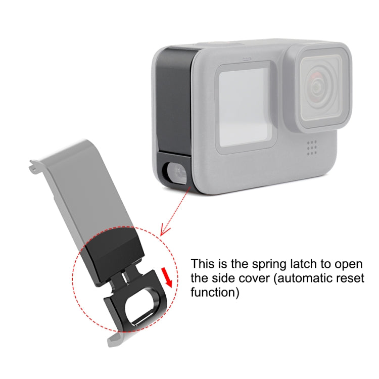 PULUZ Metal Battery Side Interface Cover for GoPro HERO13 Black /12 Black /11 Black /10 Black /9 Black(Black) - free shipping - PMC Jewellery - Order now!
