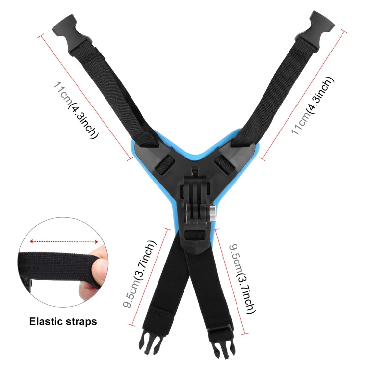 PULUZ Motorcycle Helmet Chin Strap Mount for GoPro, DJI Osmo Action and Other Action Cameras(Blue) - Helmet Mount by PULUZ | Online Shopping South Africa | PMC Jewellery | Buy Now Pay Later Mobicred