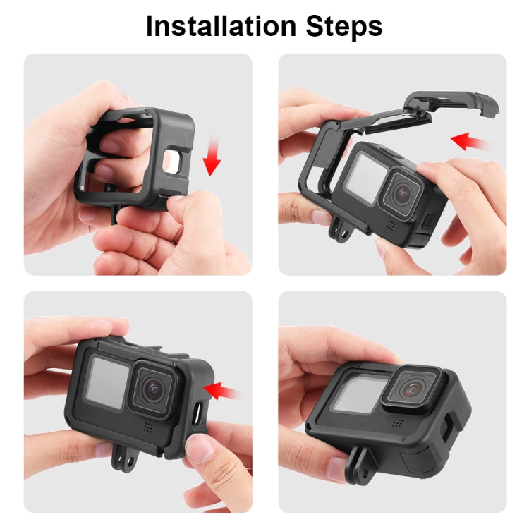 PULUZ Frame Expansion PA Cage with Side Interface Cover for GoPro HERO13 Black /12 Black /11 Black /10 Black /9 Black(Black) - Protective Frame by PULUZ | Online Shopping South Africa | PMC Jewellery | Buy Now Pay Later Mobicred